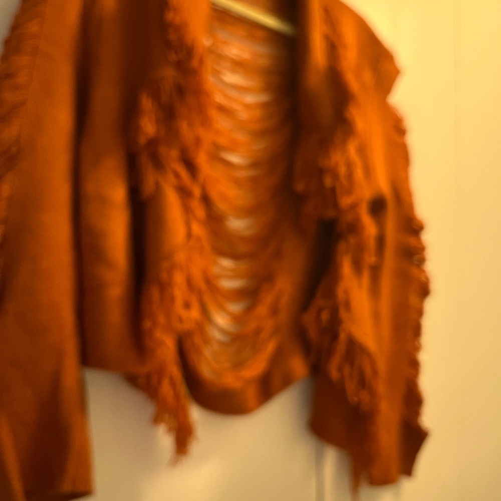 SWANK Rust Fringed Sweater - Picture 2 of 7